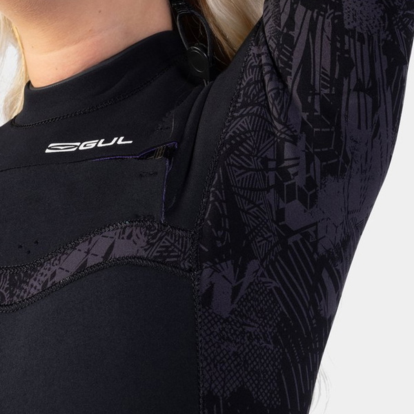 2026 Gul Womens Response FX 5/4mm våddragt med brystlynlås RE1265-C1 - Sort / Broken Palm